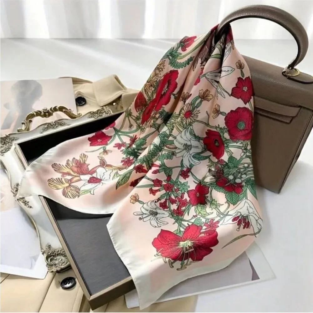 Floral red Scarf M735